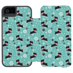 Snowy Scottie Dog Christmas Pattern Incipio Watson™ iPhone 5 Wallet Case