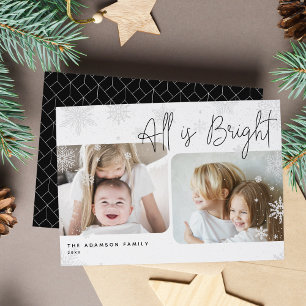 Snowy Script 2 Photo All is Bright Holiday Card