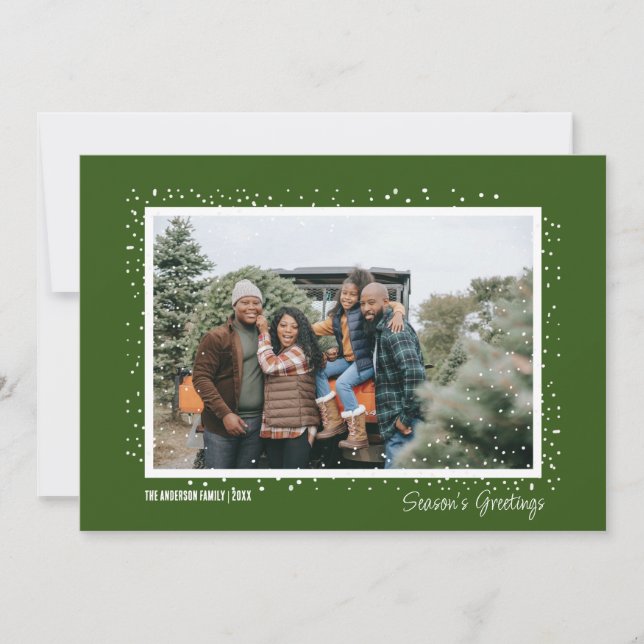 Snowy Season's Greeting Family Photo Christmas Invitation (Front)