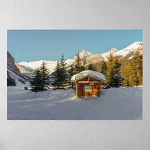 Snowy Serenity: Lake Louise and the Majestic Mount Poster