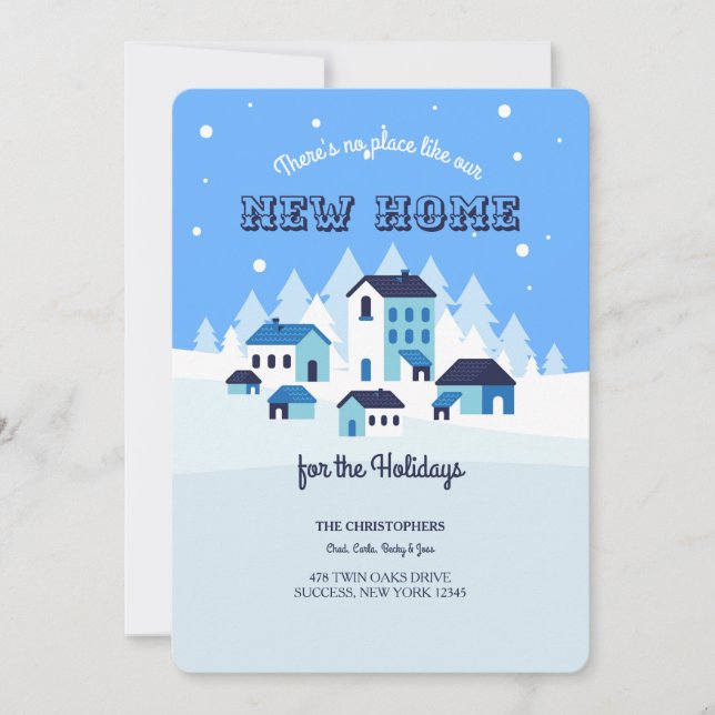 Snowy Sky Holiday Moving Card (Front)