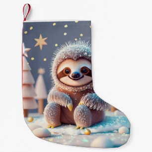 Snowy Sloth's Winter Wonderland Small Christmas Stocking