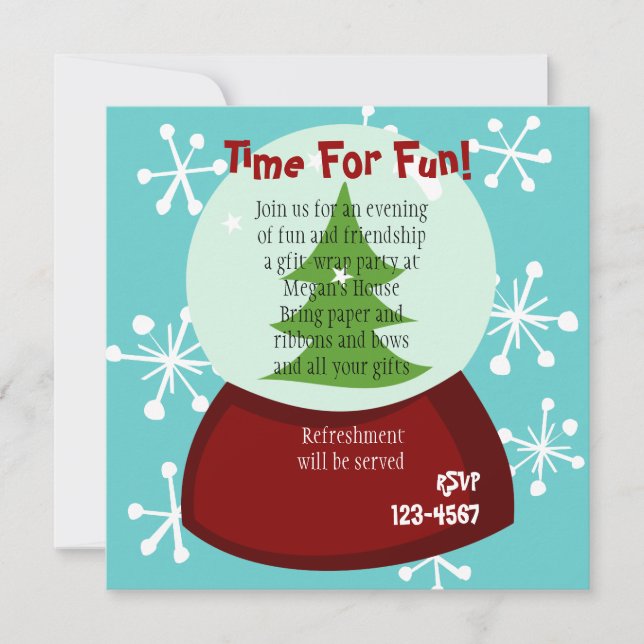 Snowy Snow-Globe Invitation (Front)