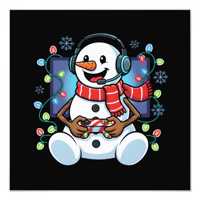 Snowy Snowman Gamer Photo Print (Front)