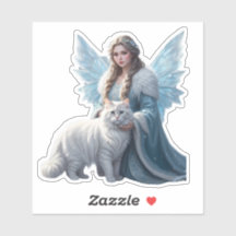 Snowy Solace - Fairy and Cat Sticker