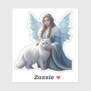 Snowy Solace - Fairy and Cat Sticker
