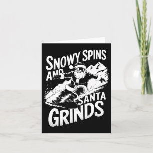 Snowy Spins Santa Grinds Snowboarder Christmas Sno Card