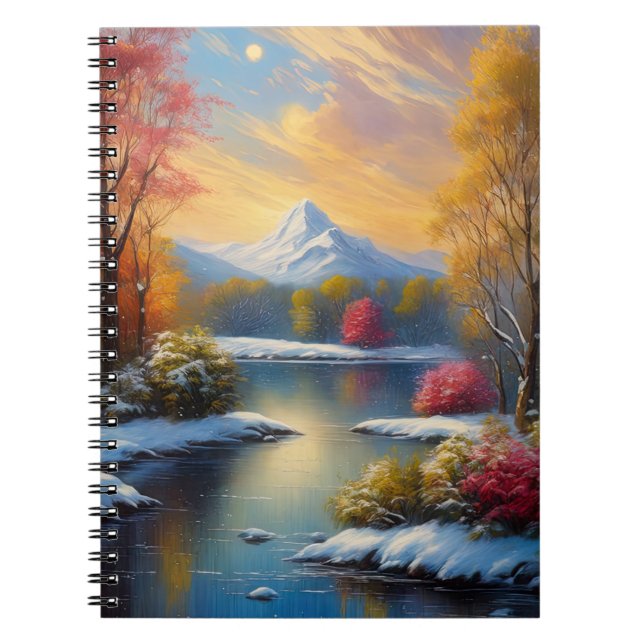 Snowy Stillness, A Captivating Lake Notebook (Front)
