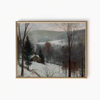 Snowy Stone Farmhouse Hollow Poster