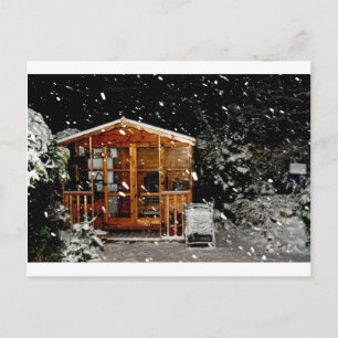 snowy summer house winer scene postcard