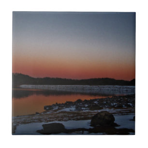 Snowy Sunset at Lake Arrowhead Ceramic Tile