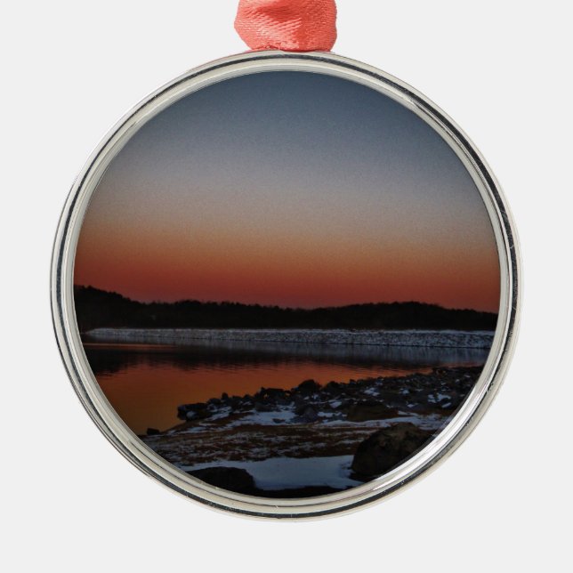 Snowy Sunset at Lake Arrowhead Metal Ornament (Front)