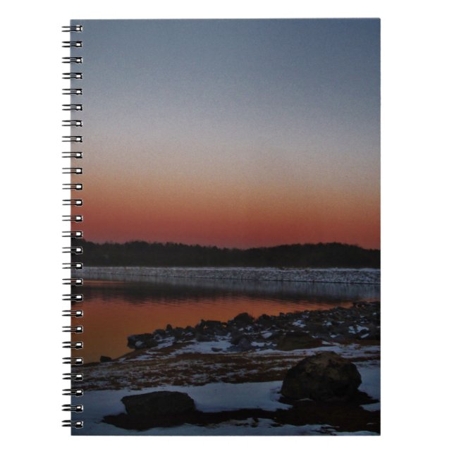 Snowy Sunset at Lake Arrowhead Notebook (Front)