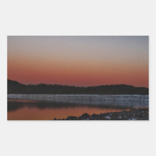Snowy Sunset at Lake Arrowhead Rectangular Sticker