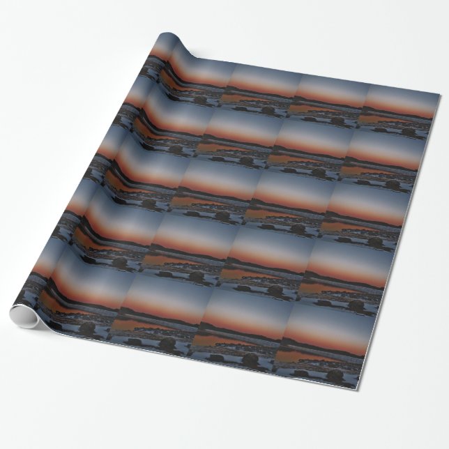 Snowy Sunset at Lake Arrowhead Wrapping Paper (Unrolled)