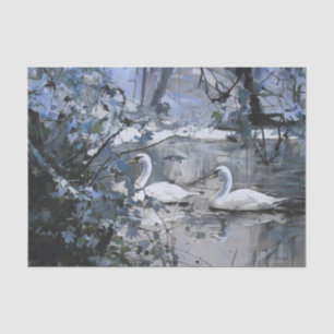Snowy Swans, Winter on the Pond Tissue Paper