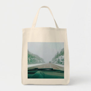 Snowy Swedish Road Trip Tote Bag