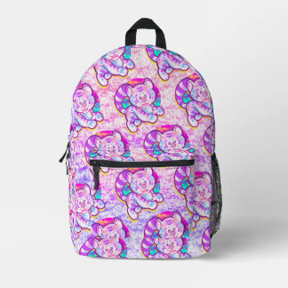Snowy Tiger Cute Neon Kidcore Printed Backpack