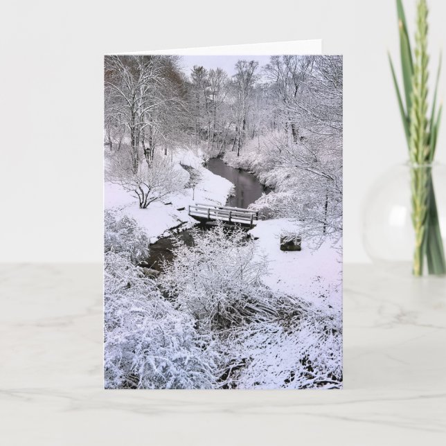 Snowy Town Brook Plymouth MA Card (Front)