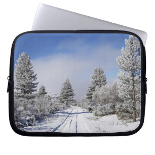 Snowy Track and Pine Trees, Cambrians, near St Laptop Sleeve
