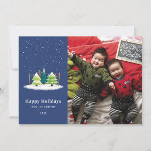 Snowy Tree Lot Night Holiday Card