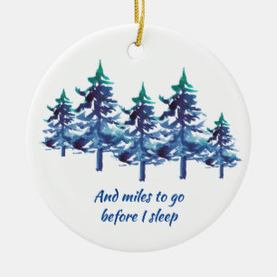 Snowy Trees Hand-Illustrated Poetry Ceramic Ornament