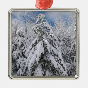 Snowy Trees Metal Ornament