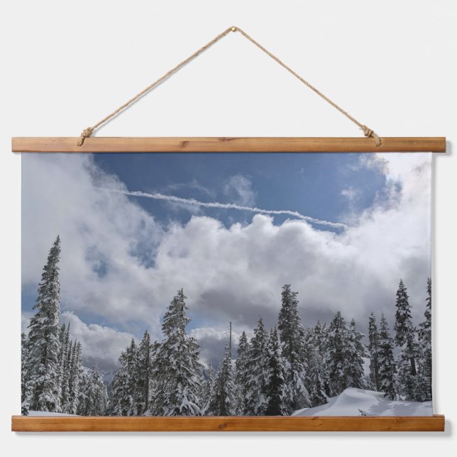 Snowy Trees Photo Hanging Tapestry (Front)