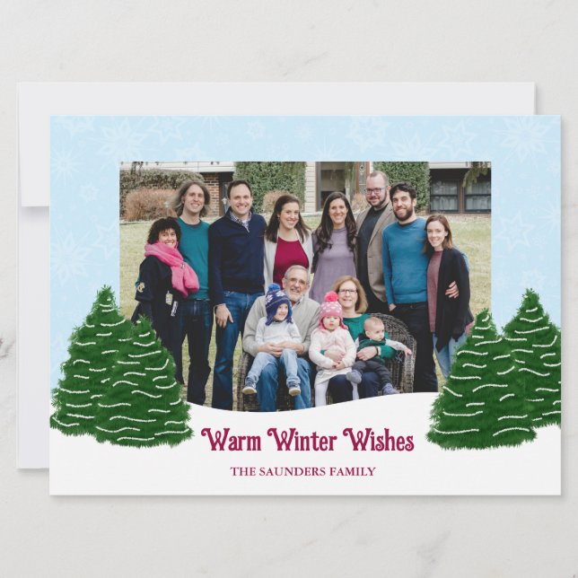 Snowy Trees Winter Scene Holiday Card (Front)