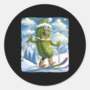 Snowy Vacation With Cross-country Skiing For Pickl Classic Round Sticker