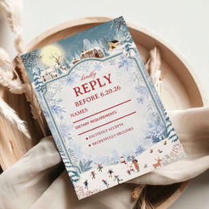 Snowy Village Beneath Winter RSVP Card