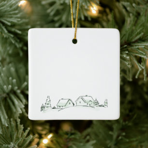 Snowy Village Ceramic Christmas Ornament
