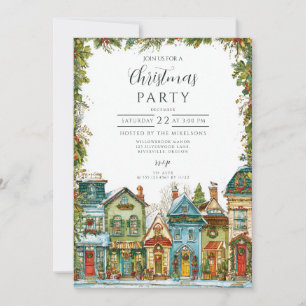 Snowy Village Christmas Invitation