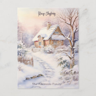 Snowy Village Christmas Party Postcard