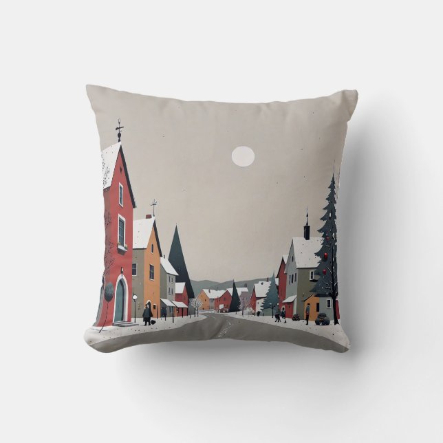 Snowy village,decorated for Christmas - Sticker Cushion (Front)