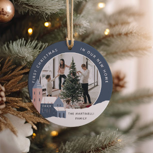 Snowy Village   First Christmas in Our New Home Ceramic Ornament