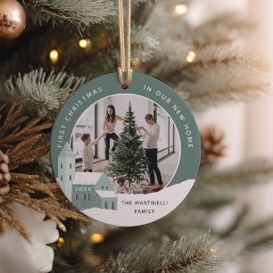 Snowy Village   First Christmas in Our New Home Ceramic Ornament