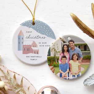 Snowy Village   First Christmas in Our New Home Ceramic Ornament