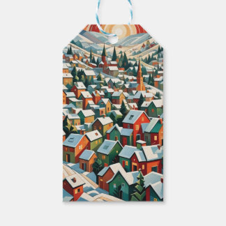 Snowy village gift tags