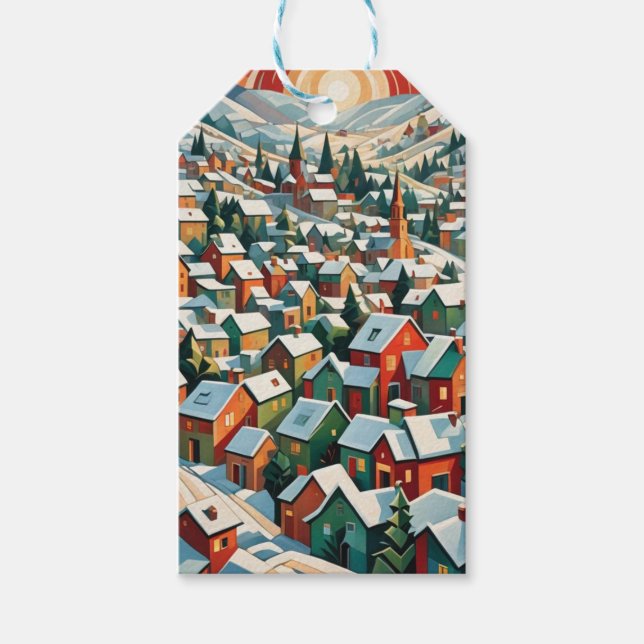 Snowy village gift tags (Front)