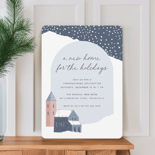Snowy Village Holiday Housewarming Party Invitation