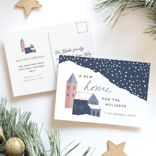 Snowy Village Holiday Moving Announcement Postcard