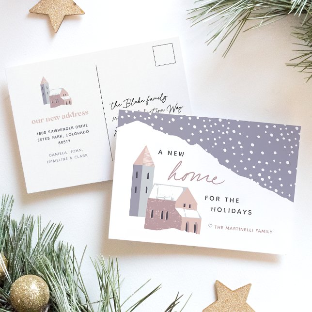 Snowy Village Holiday Moving Announcement Postcard (Creator Uploaded)