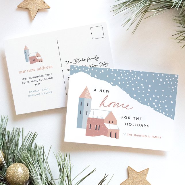 Snowy Village Holiday Moving Announcement Postcard (Creator Uploaded)