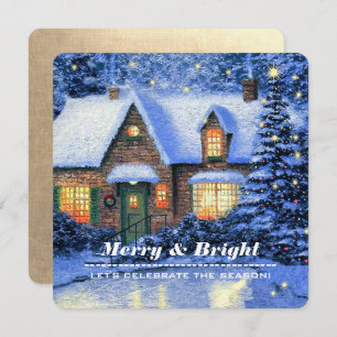 Snowy Village Painting Custom Christmas Party Invitation