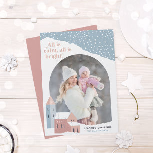 Snowy Village Photo Holiday Card