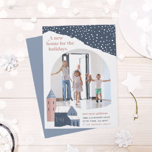Snowy Village   Photo Holiday Moving Announcement