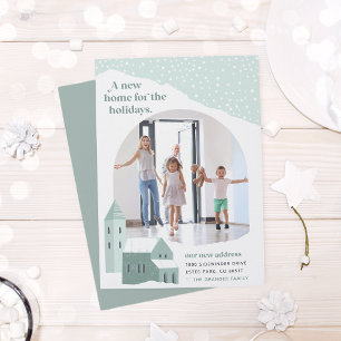 Snowy Village   Photo Holiday Moving Announcement