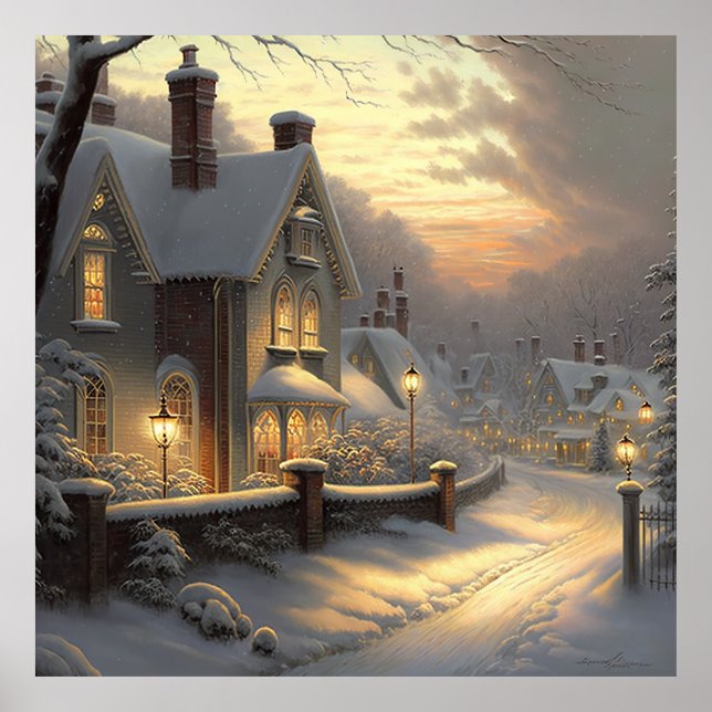 Snowy village scene  poster (Front)