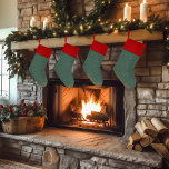 Snowy Village Snowflake Winter Night Green Christmas Stocking<br><div class="desc">Snowflake stars with matching colours to snowy village winter invitation collection</div>